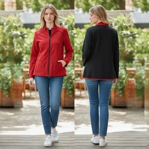 Chico’s Zenergy Golf Reversible Zip Jacket Red Black Size 3‎ (XL)